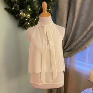 Sleeveless neck tie white top s/m